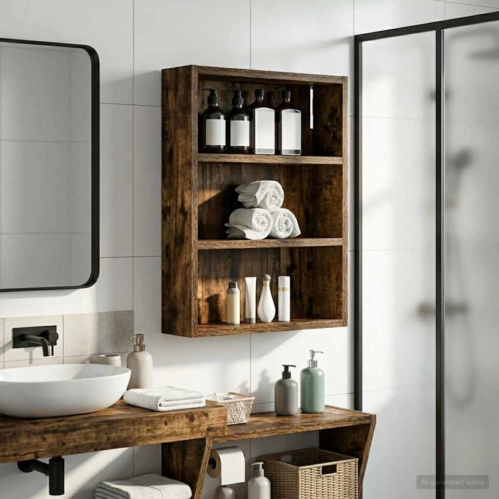 Badezimmer-Wandschrank Geräucherte Eiche 40 x 10 x 50 cm