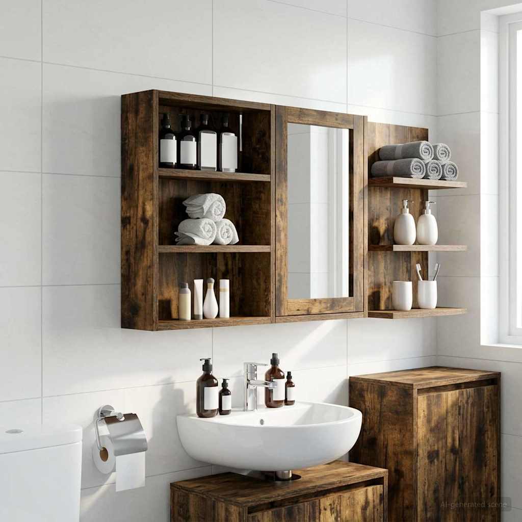 Badezimmer-Wandschrank Geräucherte Eiche 40 x 10 x 50 cm