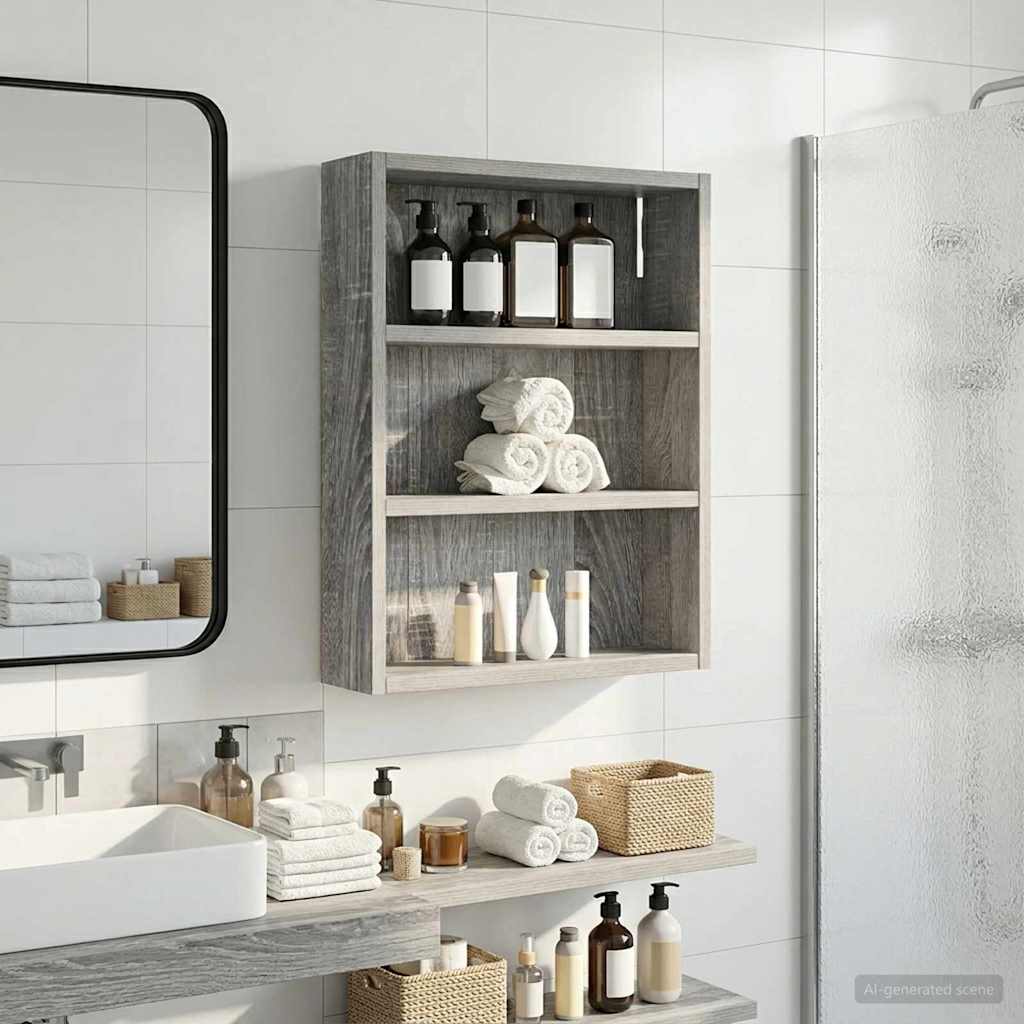 Badezimmer-Wandschrank mit Regal Graues Sonoma 40 x 10 x 50 cm