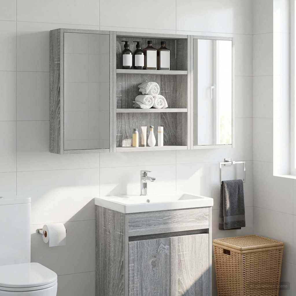 Badezimmer-Wandschrank mit Regal Graues Sonoma 40 x 10 x 50 cm