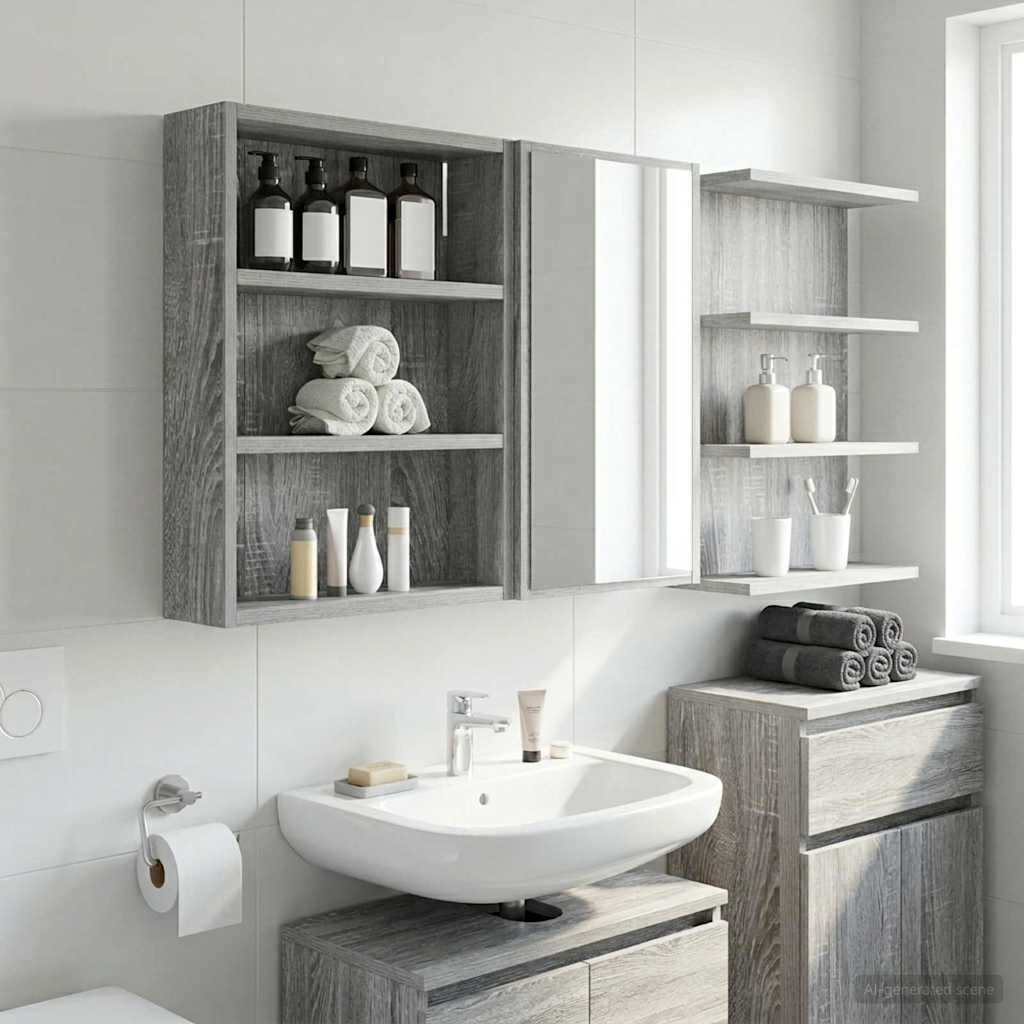 Badezimmer-Wandschrank mit Regal Graues Sonoma 40 x 10 x 50 cm