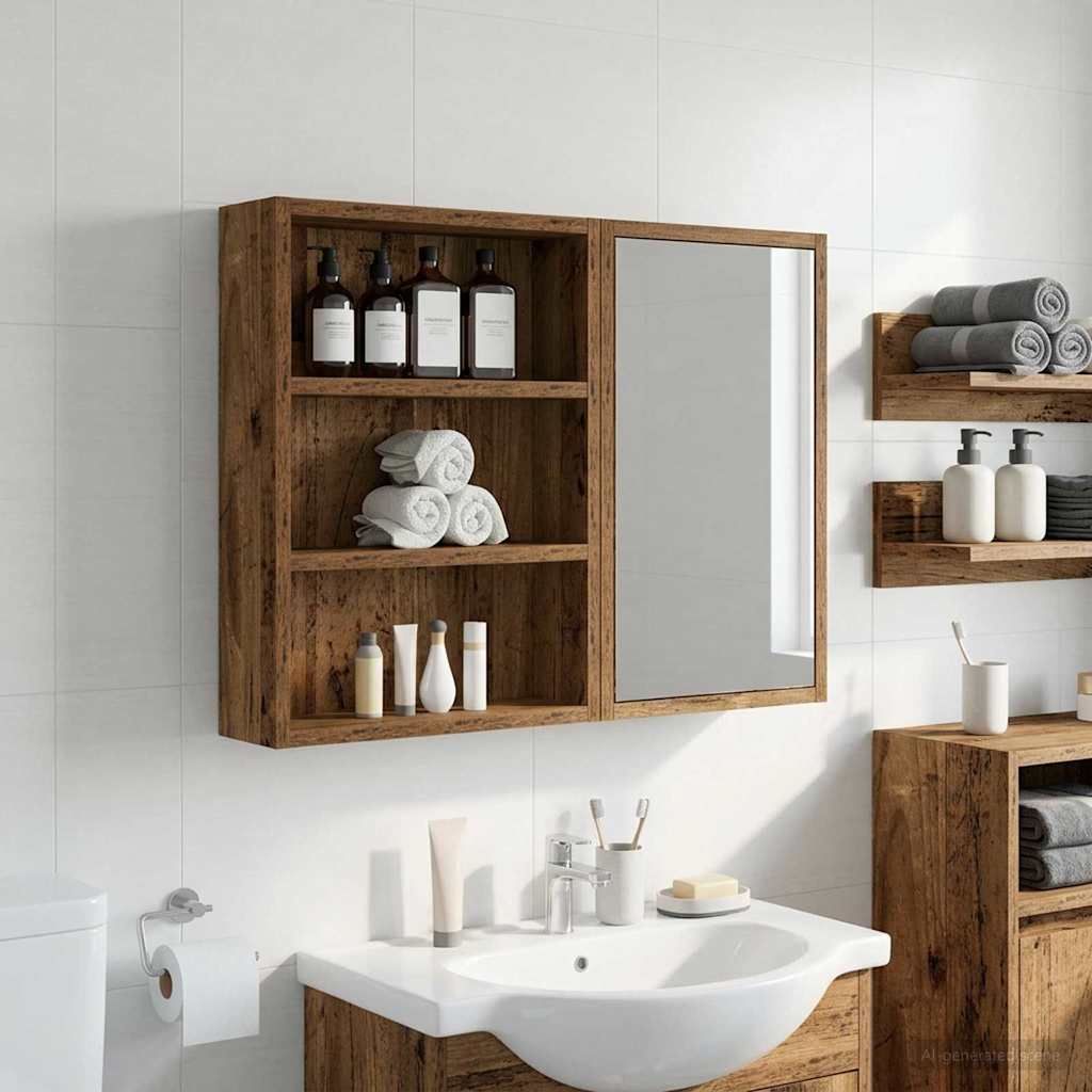 Badezimmer-Wandschrank Altholz 40 x 10 x 50 cm Holzwerkstoff