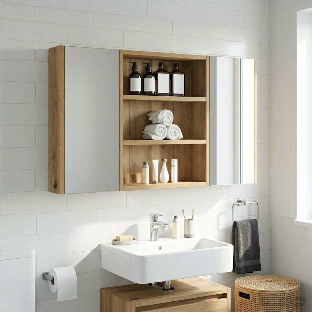 Badezimmer-Wandschrank Kunsthandwerk Eiche 40 x 10 x 50 cm