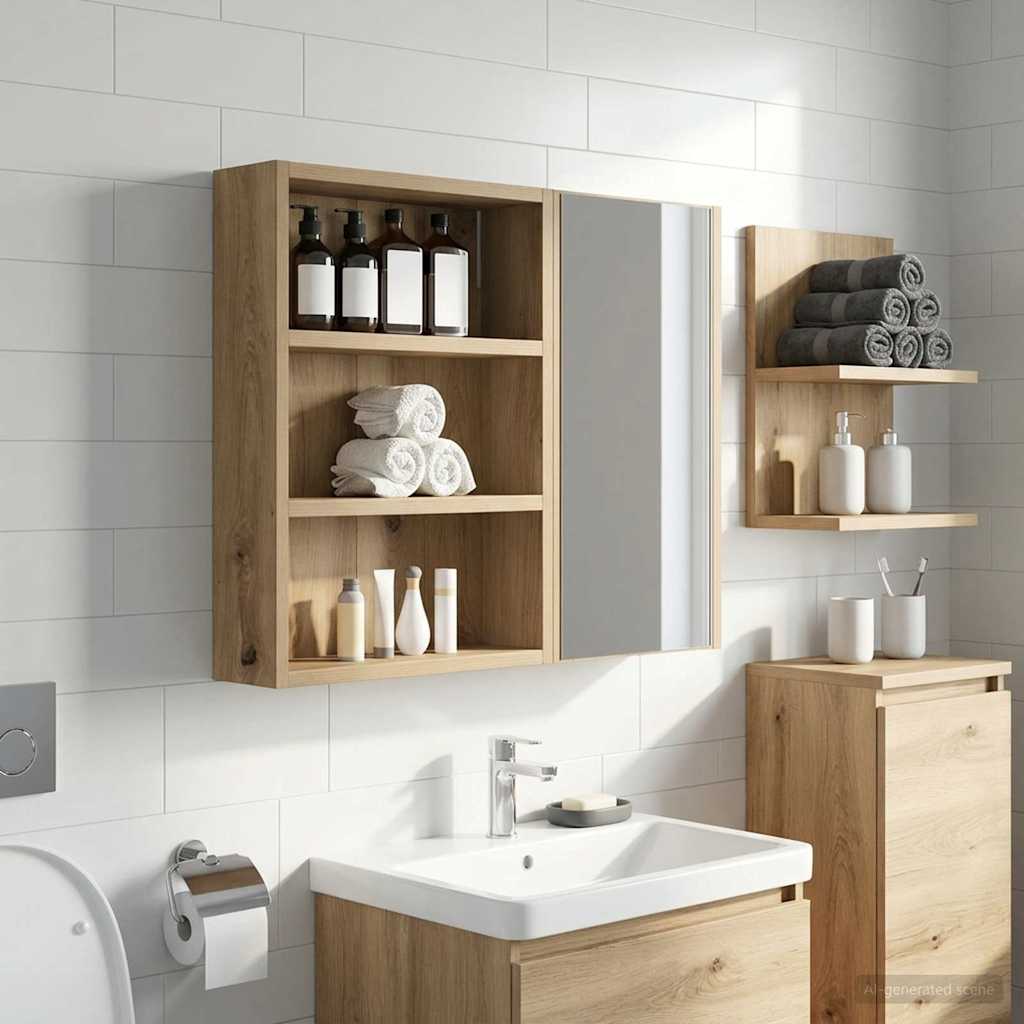 Badezimmer-Wandschrank Kunsthandwerk Eiche 40 x 10 x 50 cm