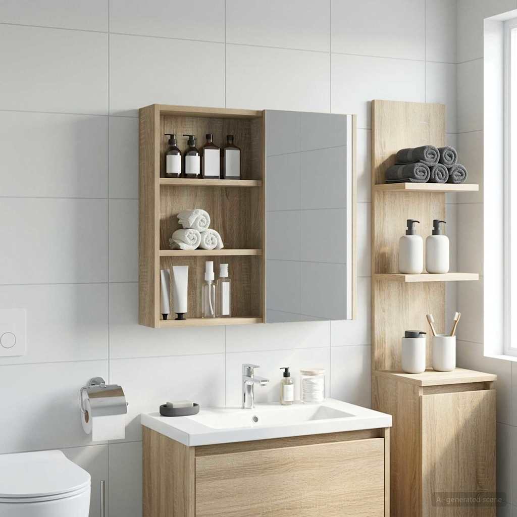 Badezimmer-Wandschrank mit Regal Sonoma-Eiche 40 x 10 x 60,5 cm