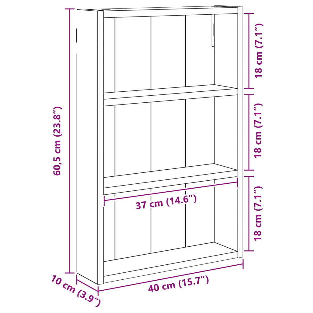 Badezimmer-Wandschrank mit Regal Sonoma-Eiche 40 x 10 x 60,5 cm