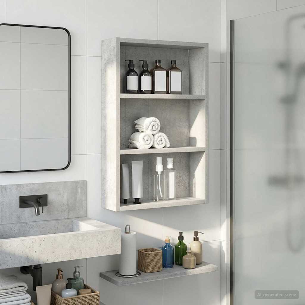 Badezimmer-Wandschrank mit Regal Betongrau 40 x 10 x 60,5 cm