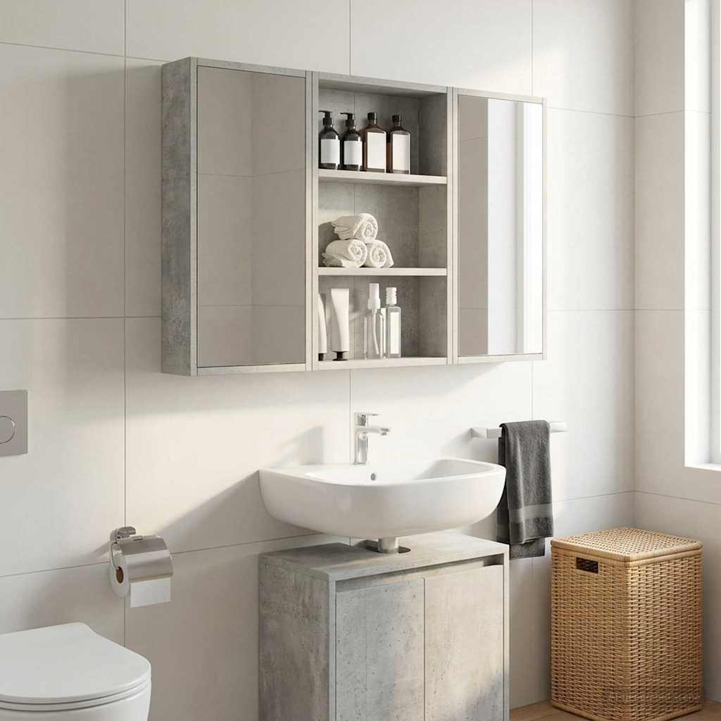 Badezimmer-Wandschrank mit Regal Betongrau 40 x 10 x 60,5 cm