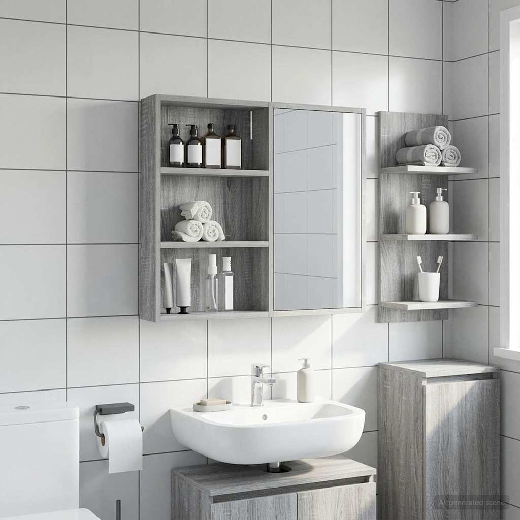 Badezimmer-Wandschrank Graues Sonoma 40 x 10 x 60,5 cm