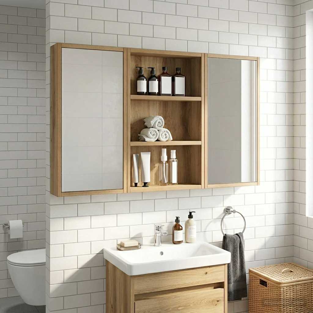 Badezimmer-Wandschrank Kunsthandwerk Eiche 40 x 10 x 60,5 cm