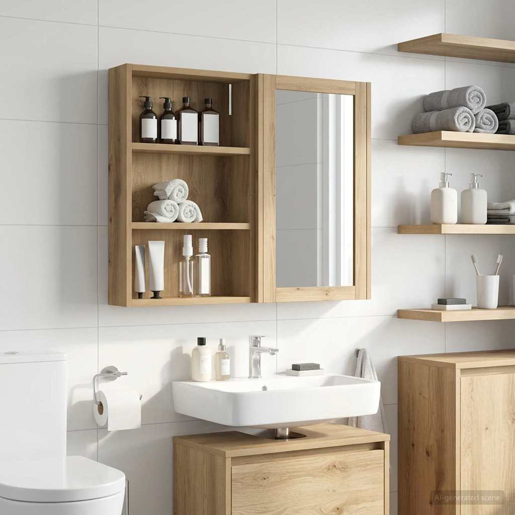 Badezimmer-Wandschrank Kunsthandwerk Eiche 40 x 10 x 60,5 cm