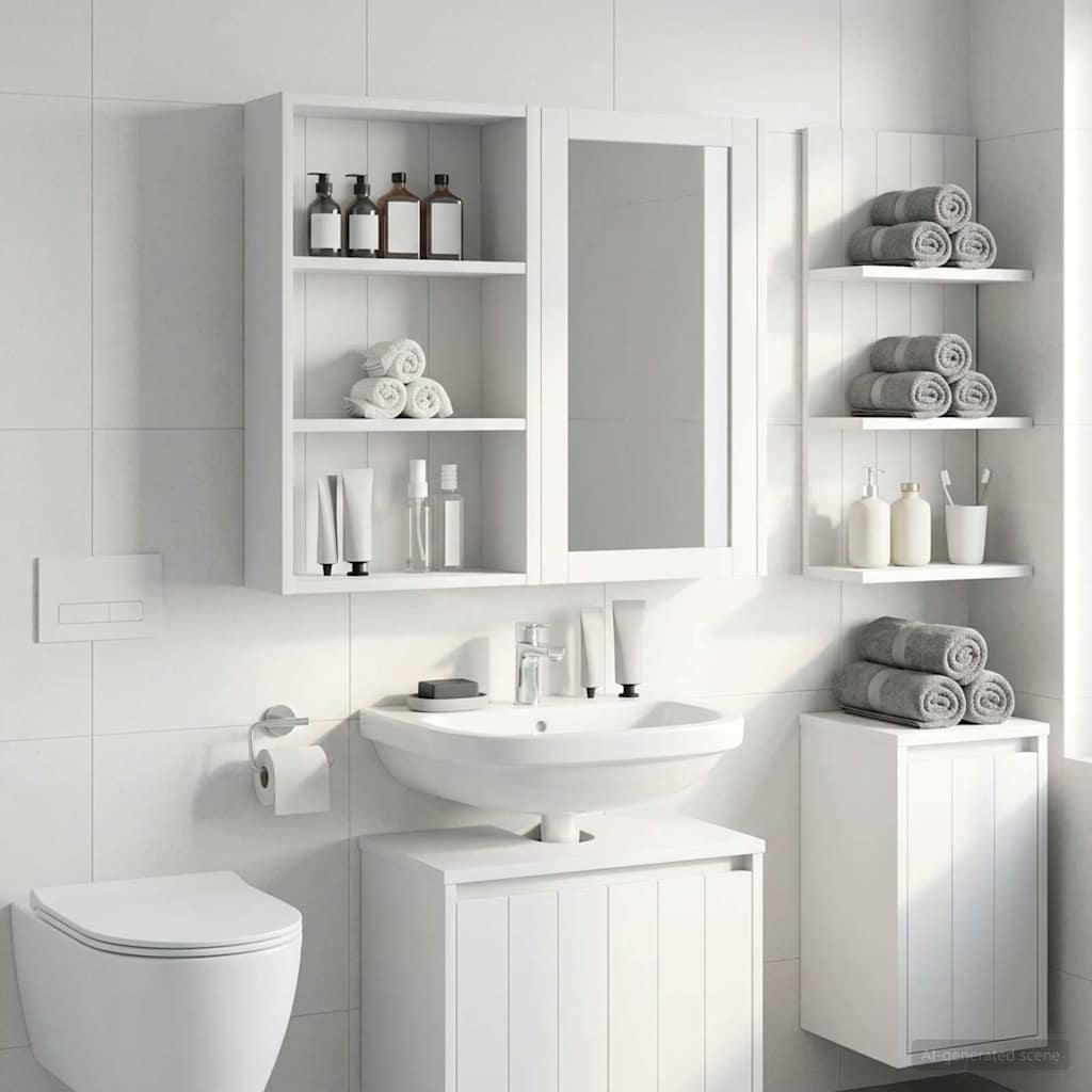 Badezimmer-Wandschrank Weiß 40 x 14 x 70 cm Holzwerkstoff