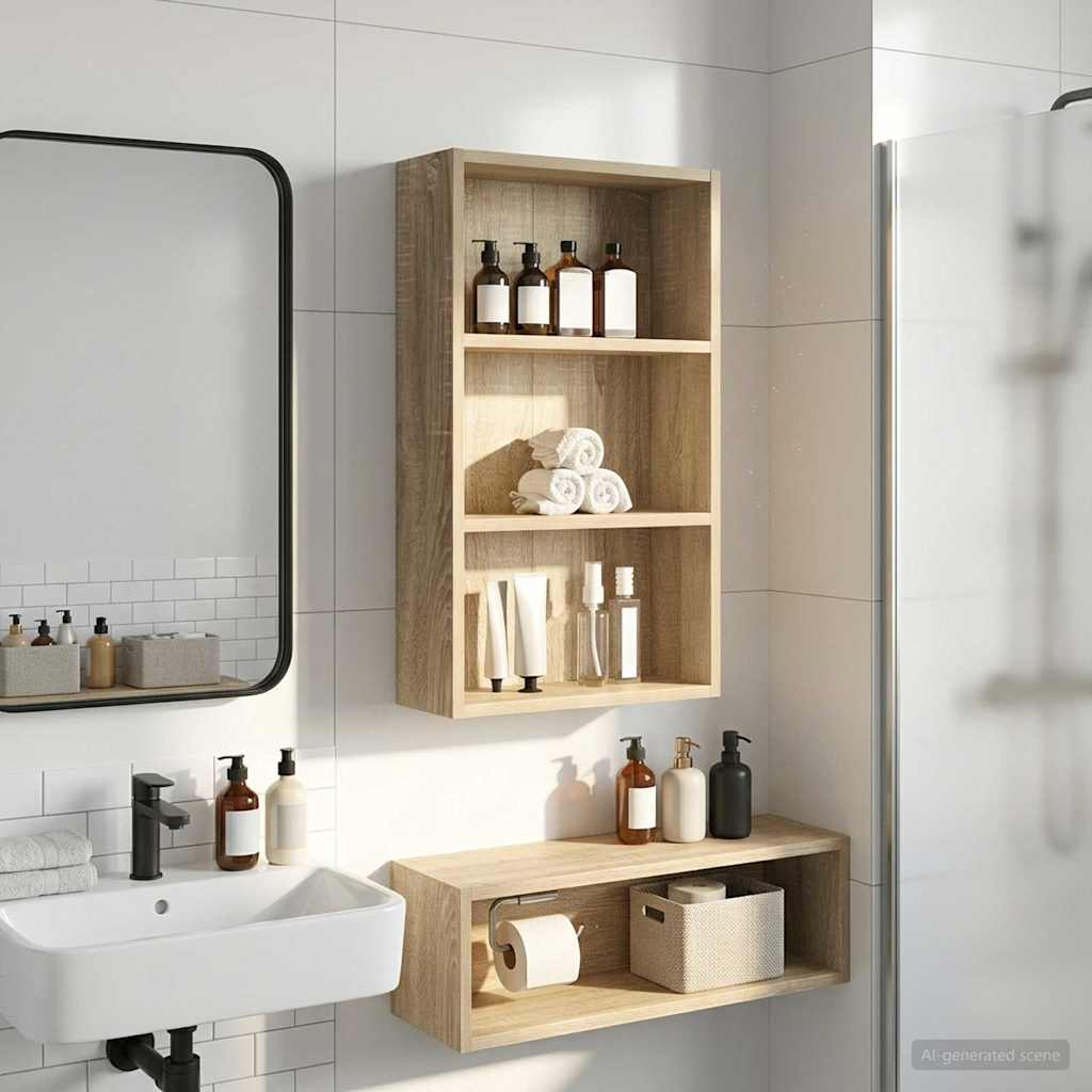 Badezimmer-Wandschrank mit Regal Sonoma-Eiche 40 x 14 x 70 cm