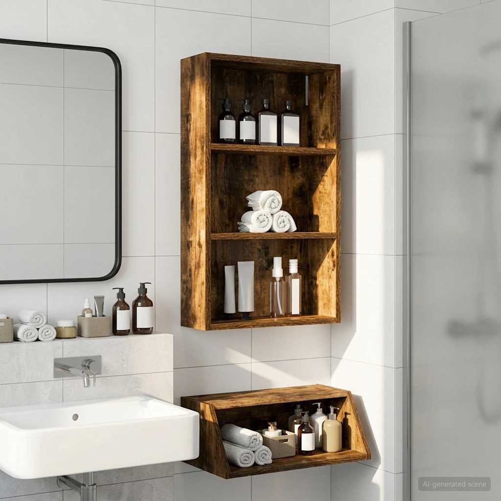 Badezimmer-Wandschrank Geräucherte Eiche 40 x 14 x 70 cm