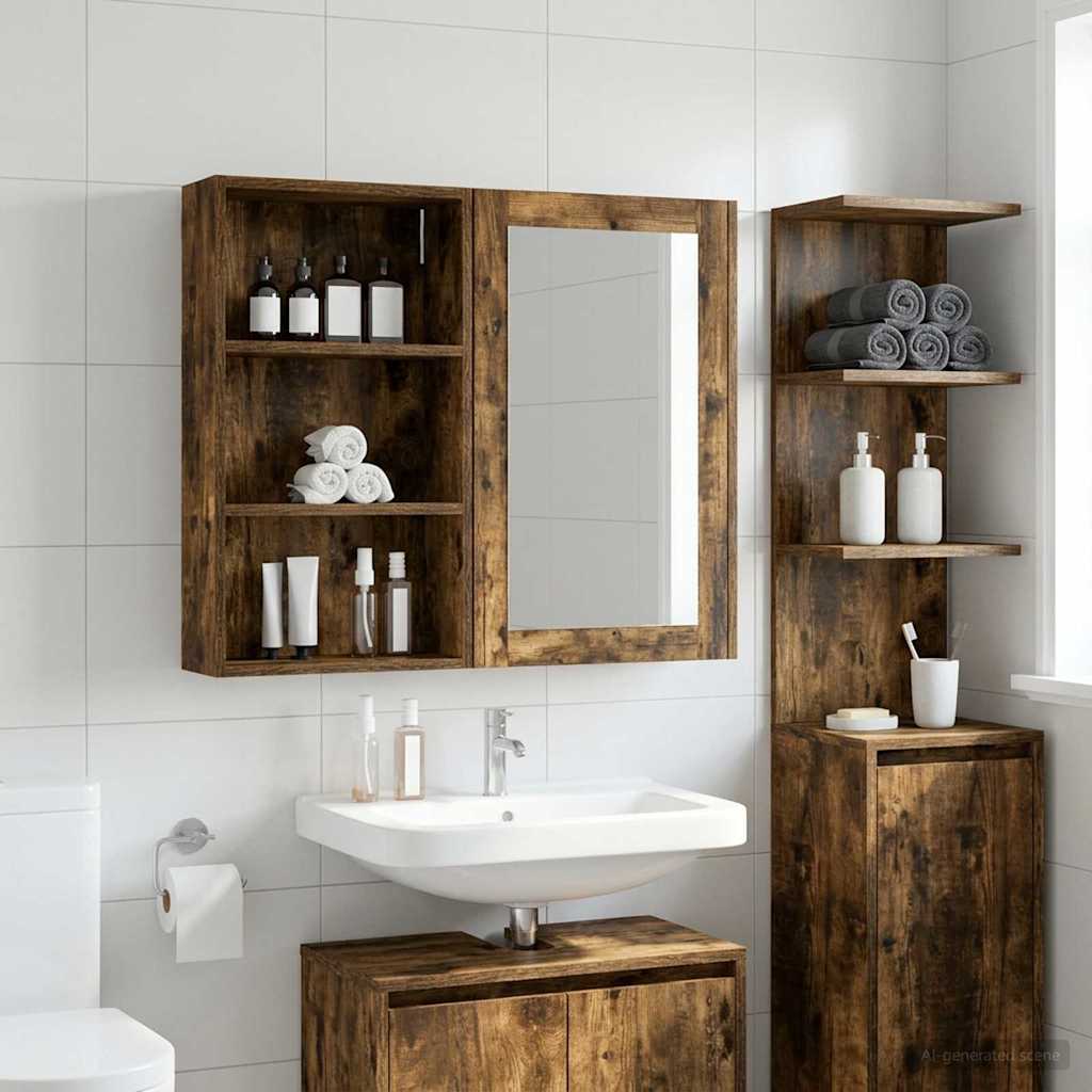 Badezimmer-Wandschrank Geräucherte Eiche 40 x 14 x 70 cm