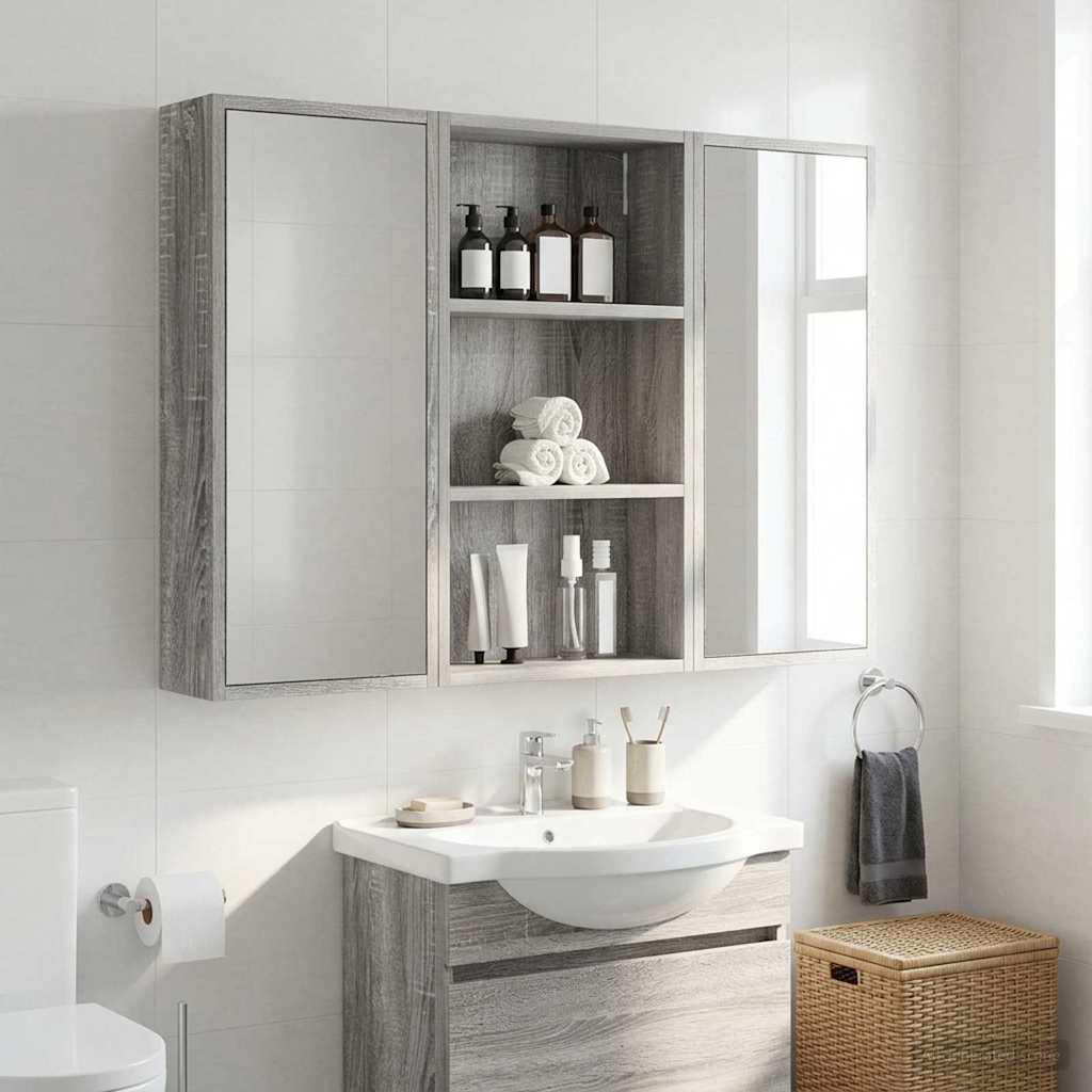 Badezimmer-Wandschrank mit Regal Graues Sonoma 40 x 14 x 70 cm