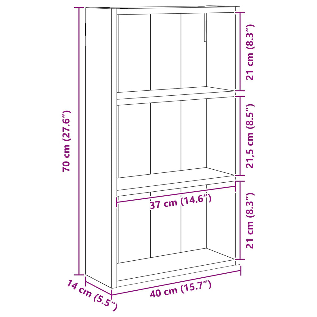 Badezimmer-Wandschrank mit Regal Graues Sonoma 40 x 14 x 70 cm