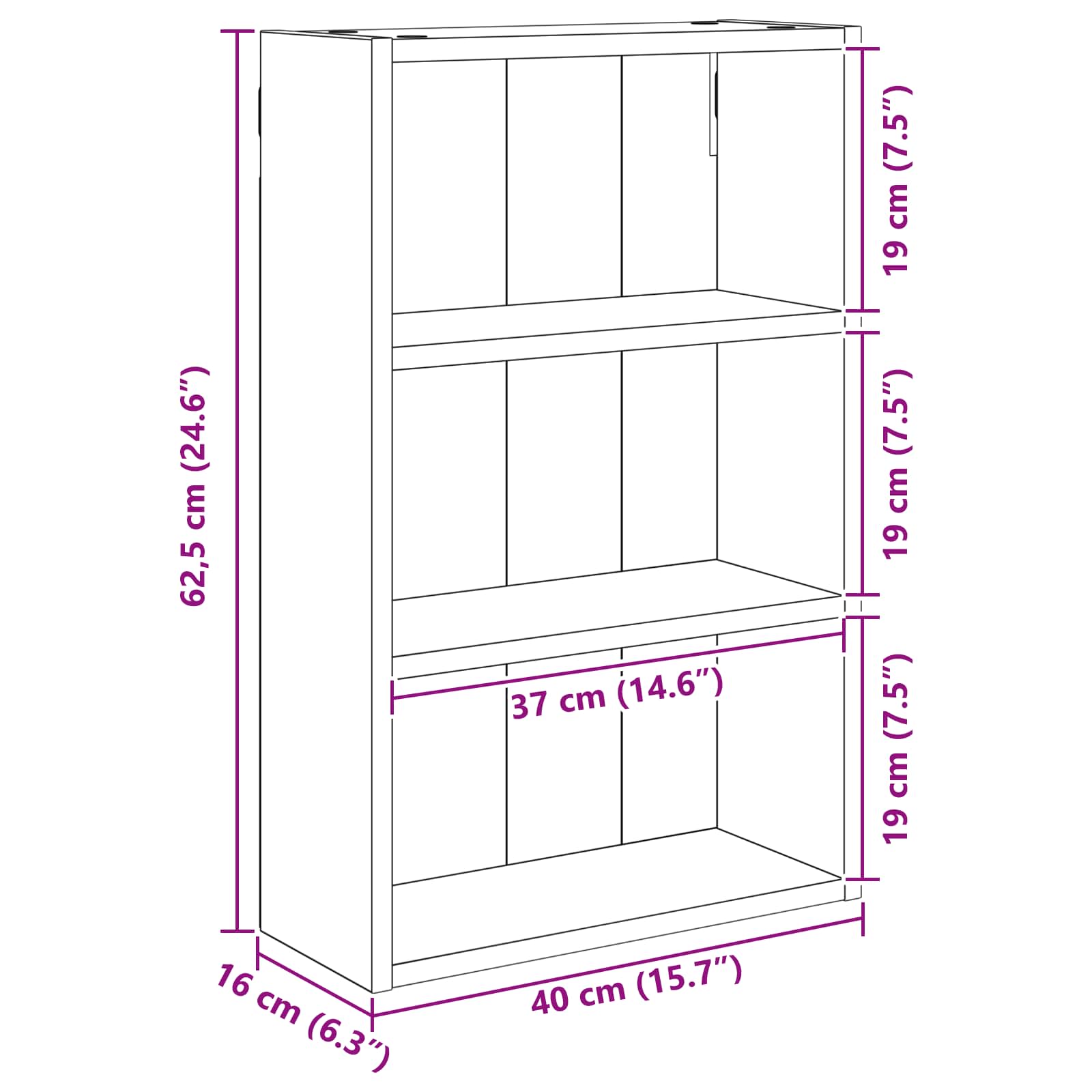 Badezimmer-Wandschrank Weiß 40 x 16 x 62,5 cm Holzwerkstoff