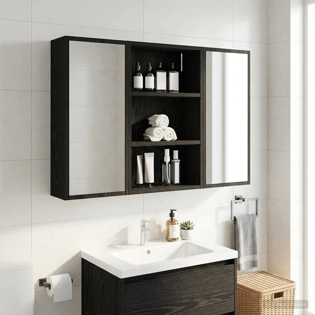 Badezimmer-Wandschrank Schwarze Eiche 40 x 16 x 62,5 cm