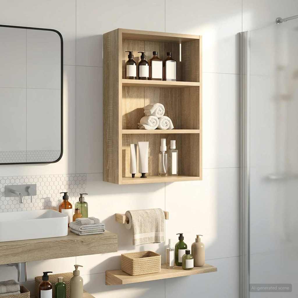 Badezimmer-Wandschrank mit Regal Sonoma-Eiche 40 x 16 x 62,5 cm