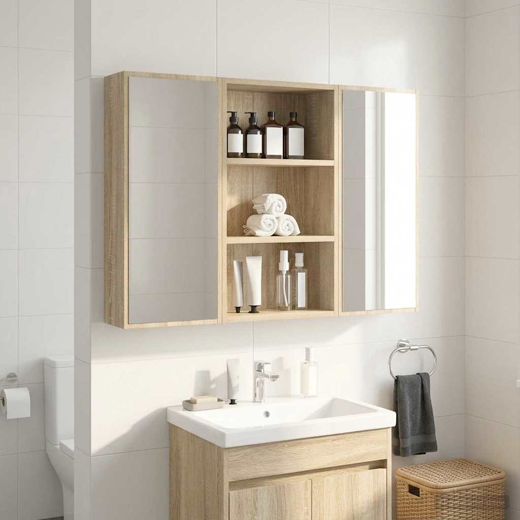 Badezimmer-Wandschrank mit Regal Sonoma-Eiche 40 x 16 x 62,5 cm