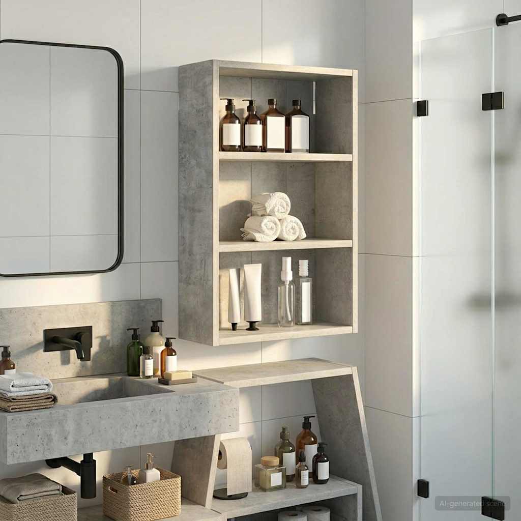 Badezimmer-Wandschrank mit Regal Betongrau 40 x 16 x 62,5 cm