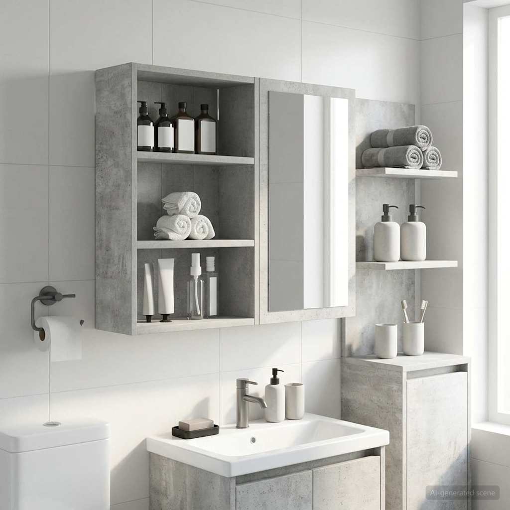 Badezimmer-Wandschrank mit Regal Betongrau 40 x 16 x 62,5 cm