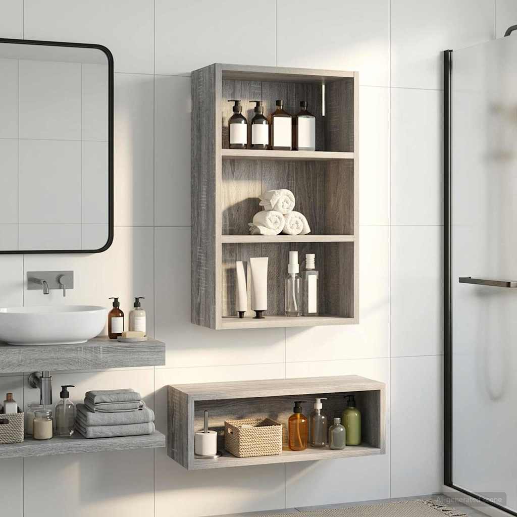 Badezimmer-Wandschrank Graues Sonoma 40 x 16 x 62,5 cm