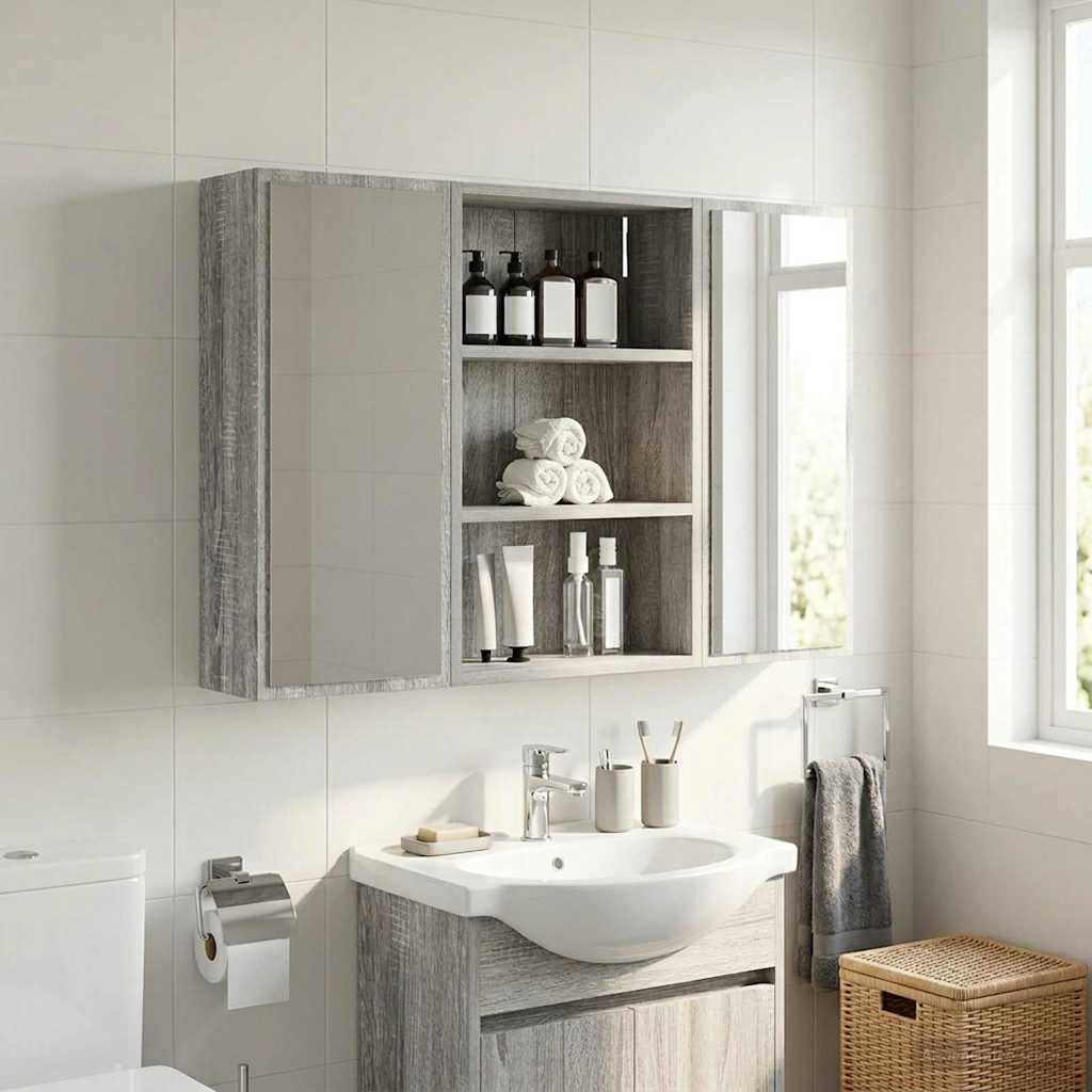 Badezimmer-Wandschrank Graues Sonoma 40 x 16 x 62,5 cm