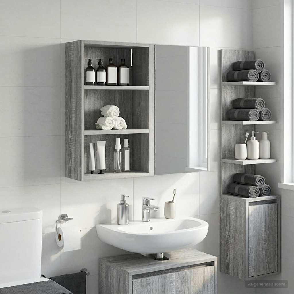 Badezimmer-Wandschrank Graues Sonoma 40 x 16 x 62,5 cm