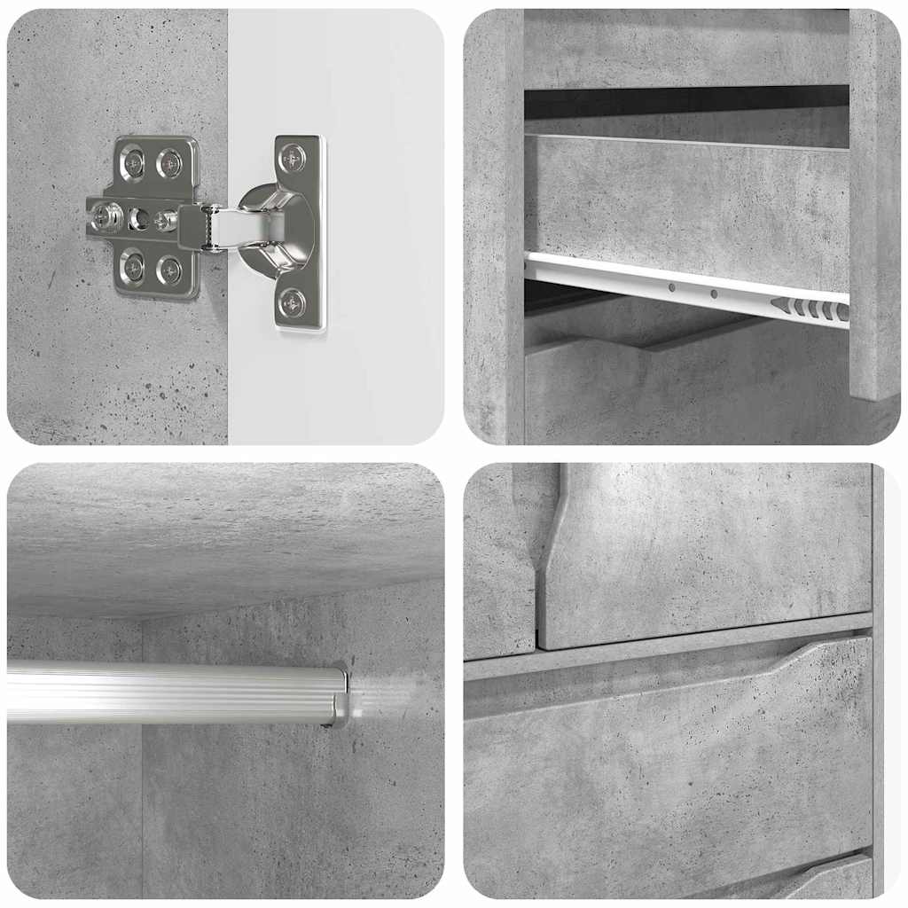 Kleiderschrank Betongrau 79,5 x 49 x 156 cm Holzwerkstoff