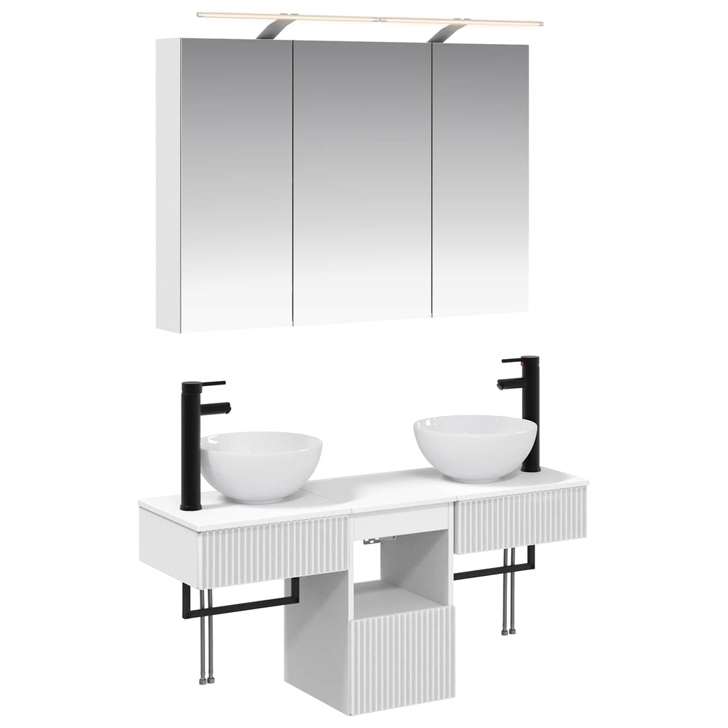 Badezimmerschrank-Set 4 pcs Weiß 100 x 14,5 x 70 cm