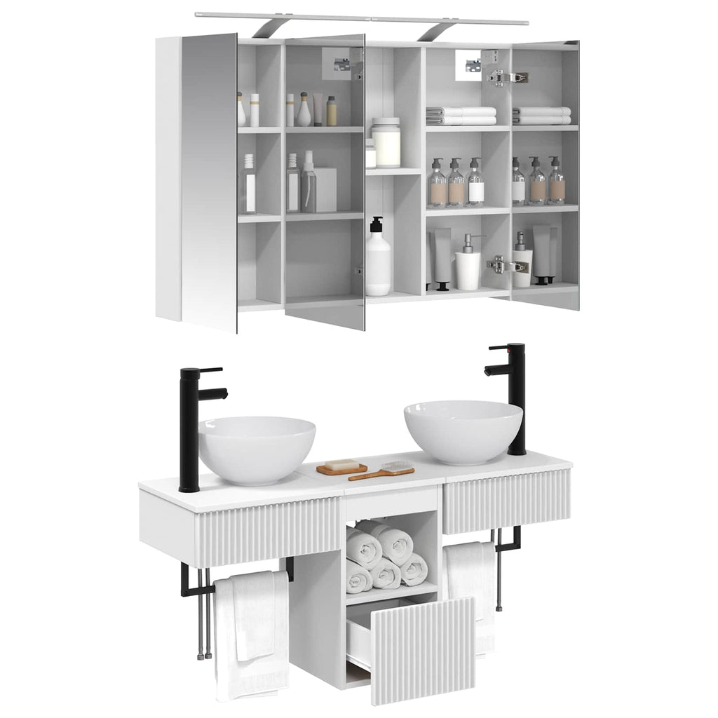 Badezimmerschrank-Set 4 pcs Weiß 100 x 14,5 x 70 cm