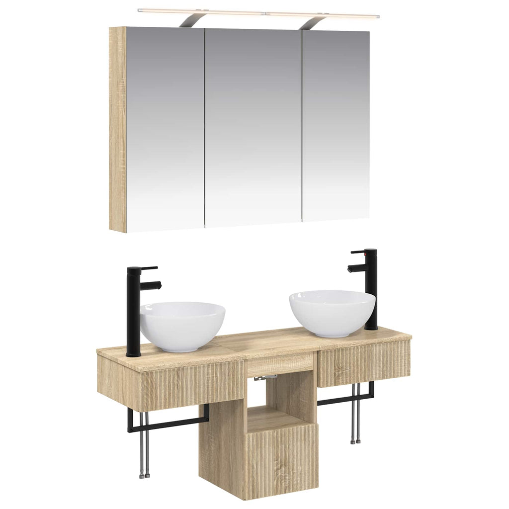 Badezimmerschrank-Set 4 pcs Sonoma-Eiche 100 x 14,5 x 70 cm
