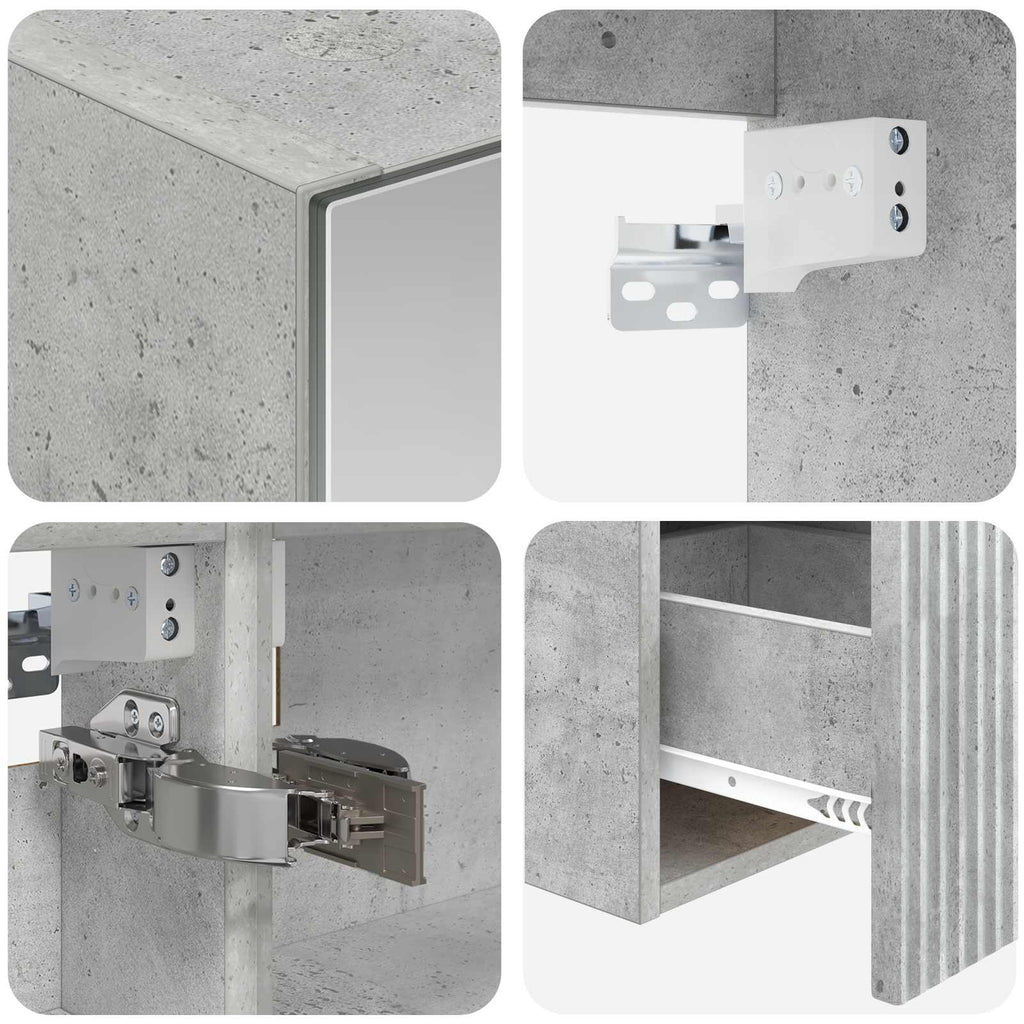 Badezimmerschrank-Set 4 pcs Betongrau 100 x 14,5 x 70 cm