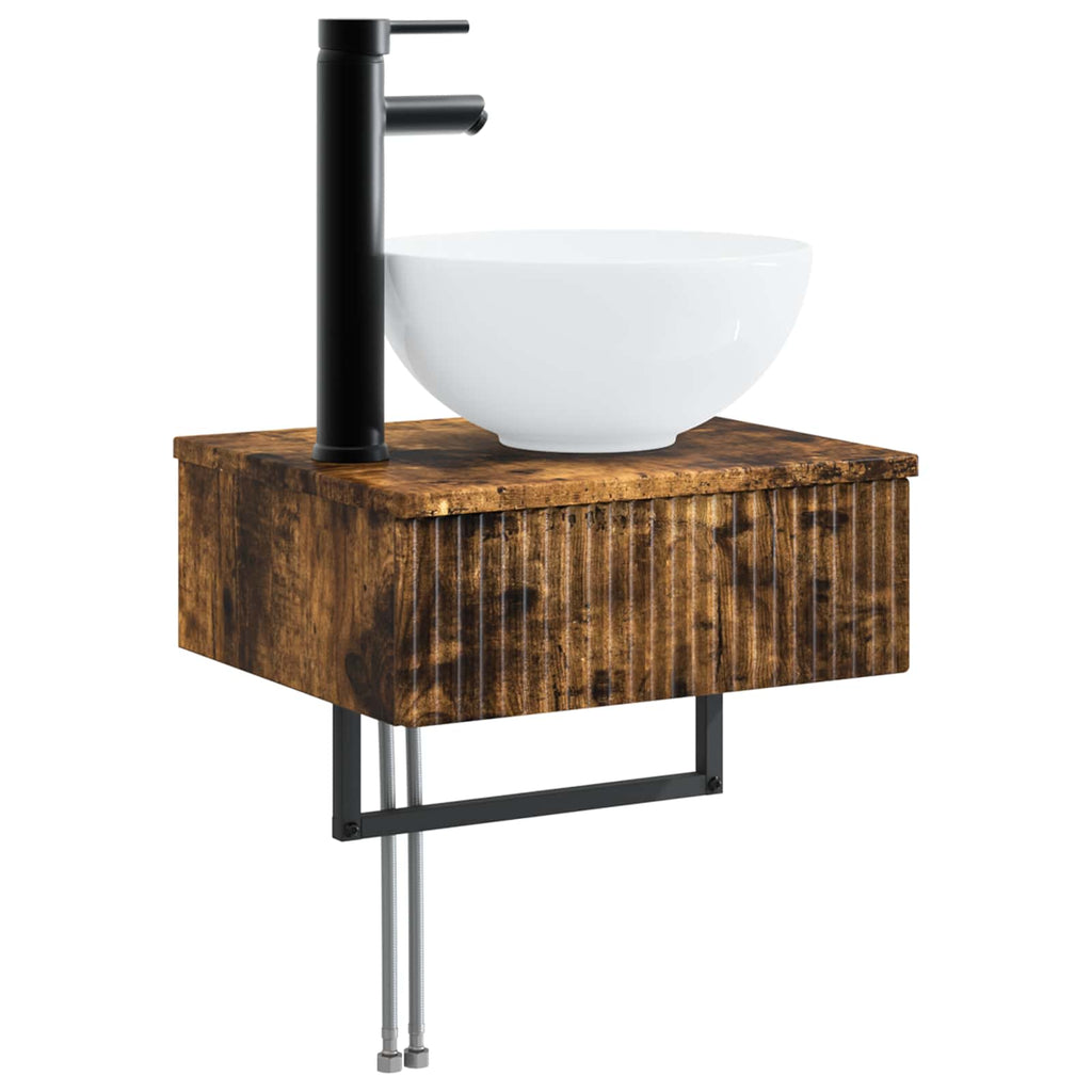 Badezimmerschrank-Set 4 pcs Geräucherte Eiche