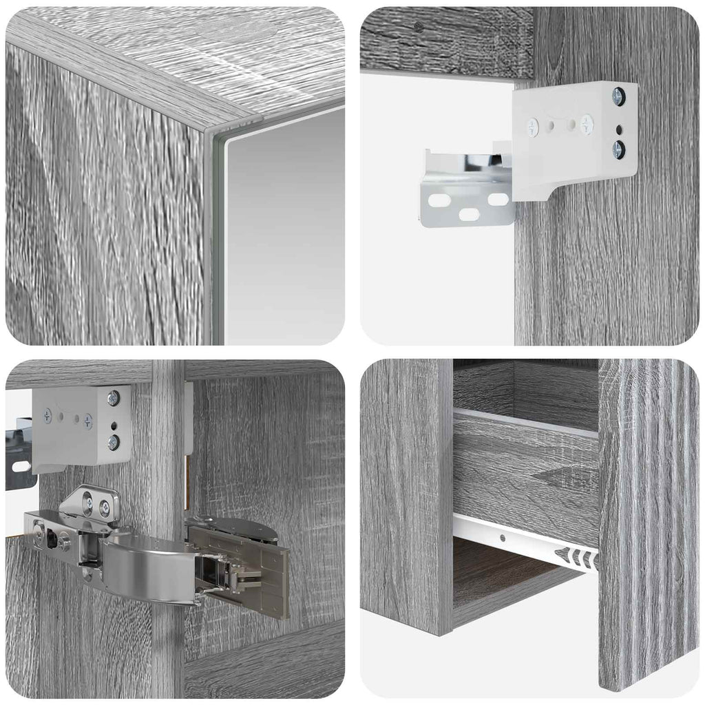 Badezimmerschrank-Set 4 pcs Grau Sonoma 100 x 14,5 x 70 cm