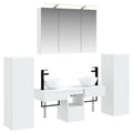 Badezimmermöbel-Set 6 pcs Weiß Ingenieurholz und Glas