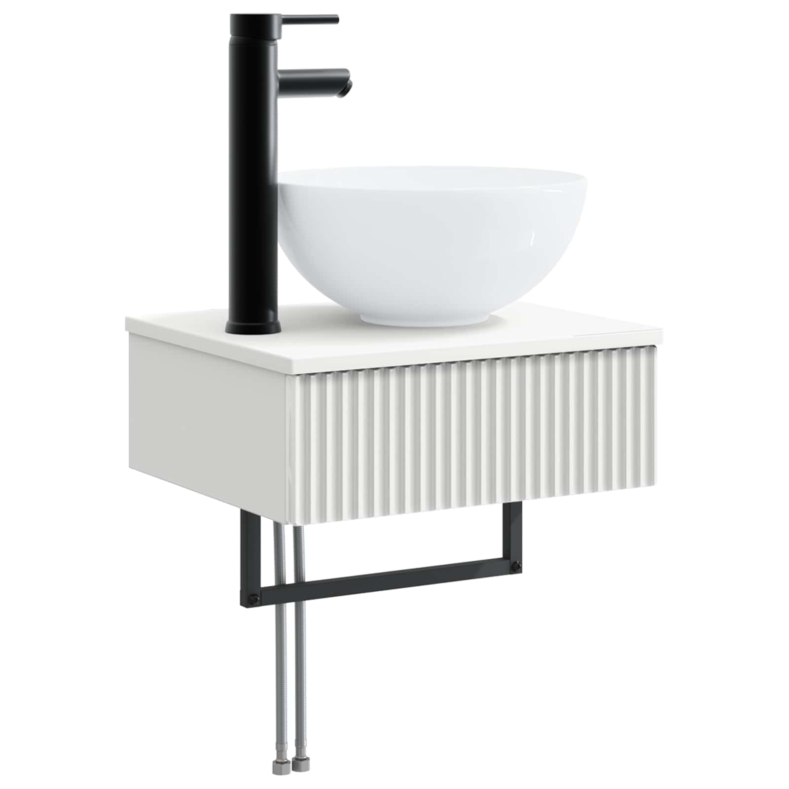Badezimmermöbel-Set 6 pcs Weiß Ingenieurholz und Glas