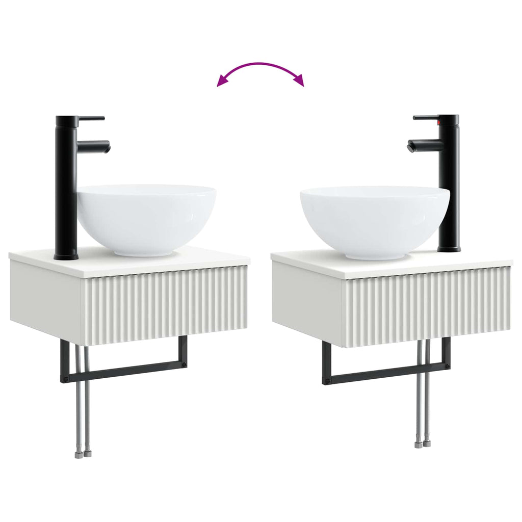 Badezimmermöbel-Set 6 pcs Weiß Ingenieurholz und Glas