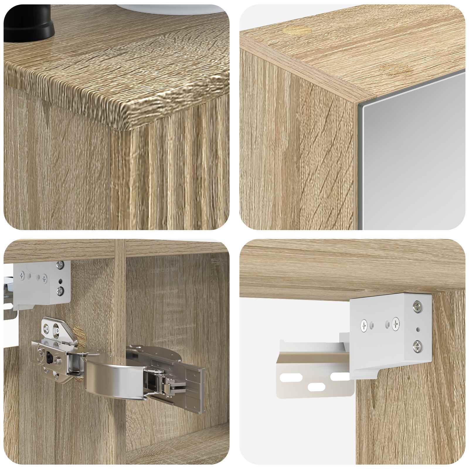 Badezimmermöbel-Set 6 pcs Sonoma-Eiche Ingenieurholz und Glas