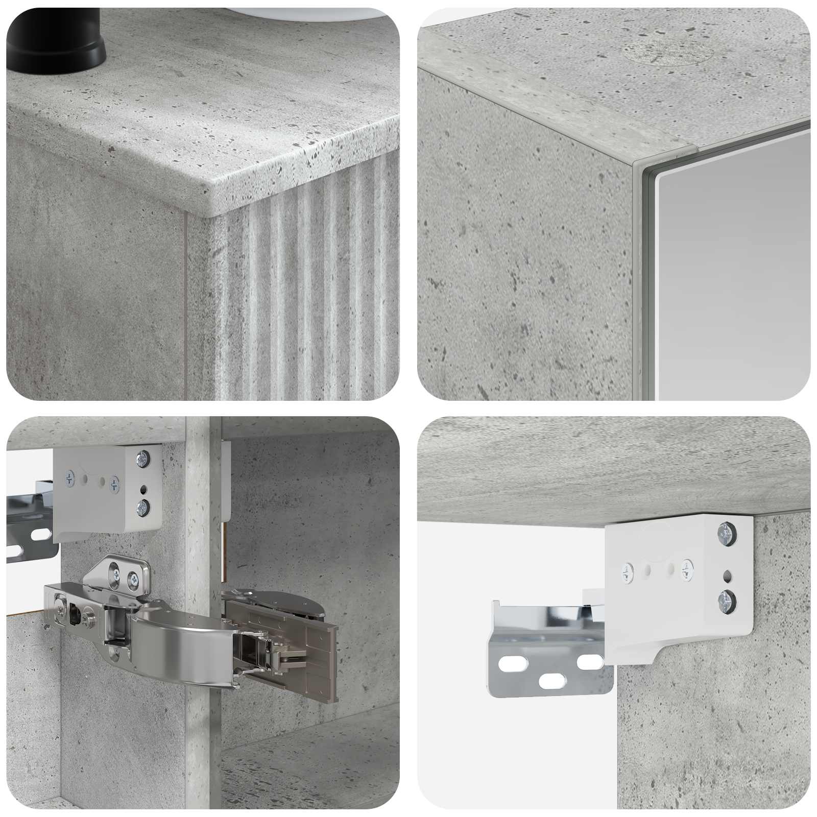 Badezimmermöbel-Set 6 pcs Betongrau Ingenieurholz und Glas
