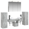 Badezimmermöbel-Set 6 pcs Betongrau Ingenieurholz und Glas