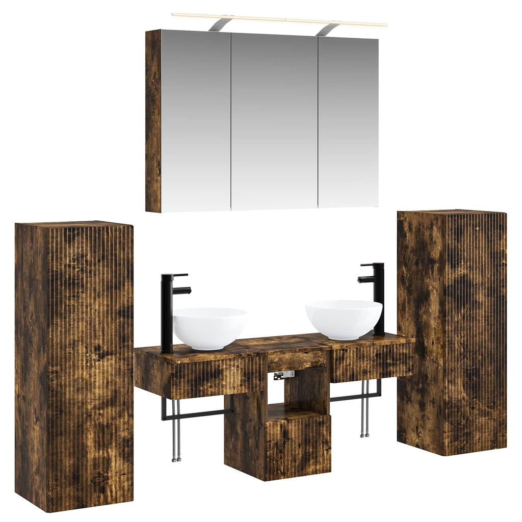 Badezimmermöbel-Set 6 pcs Geräucherte Eiche