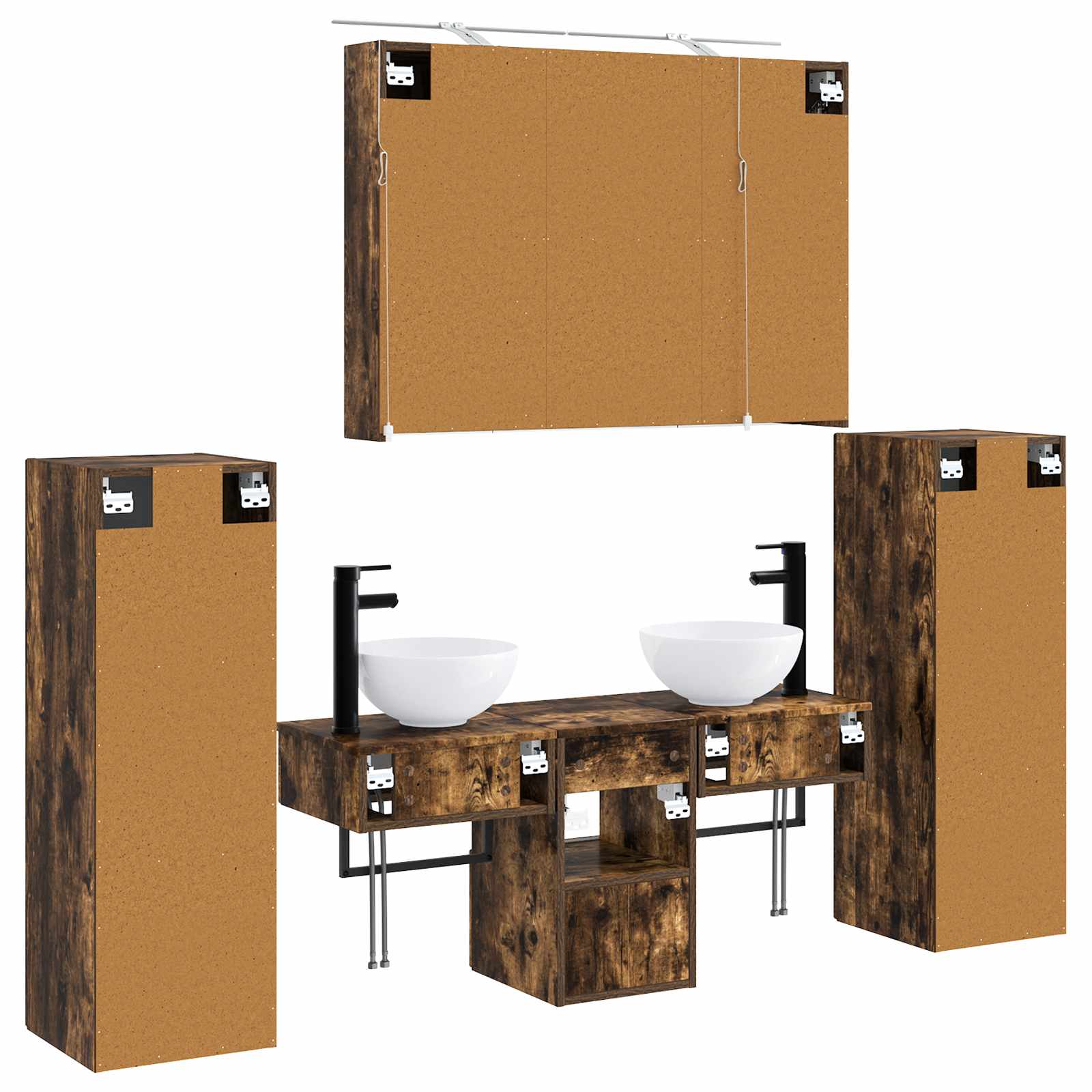 Badezimmermöbel-Set 6 pcs Geräucherte Eiche