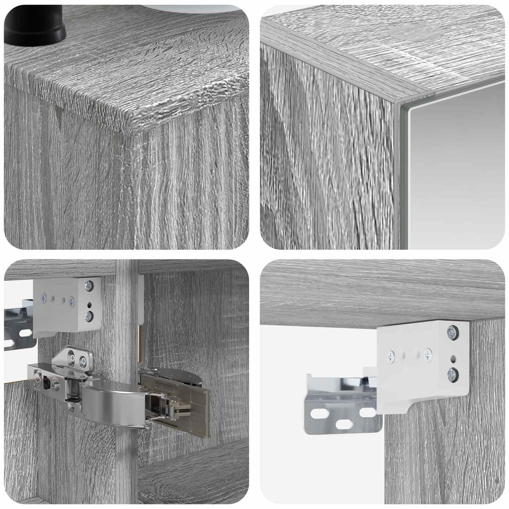 Badezimmermöbel-Set 6 pcs Grau Sonoma Ingenieurholz und Glas