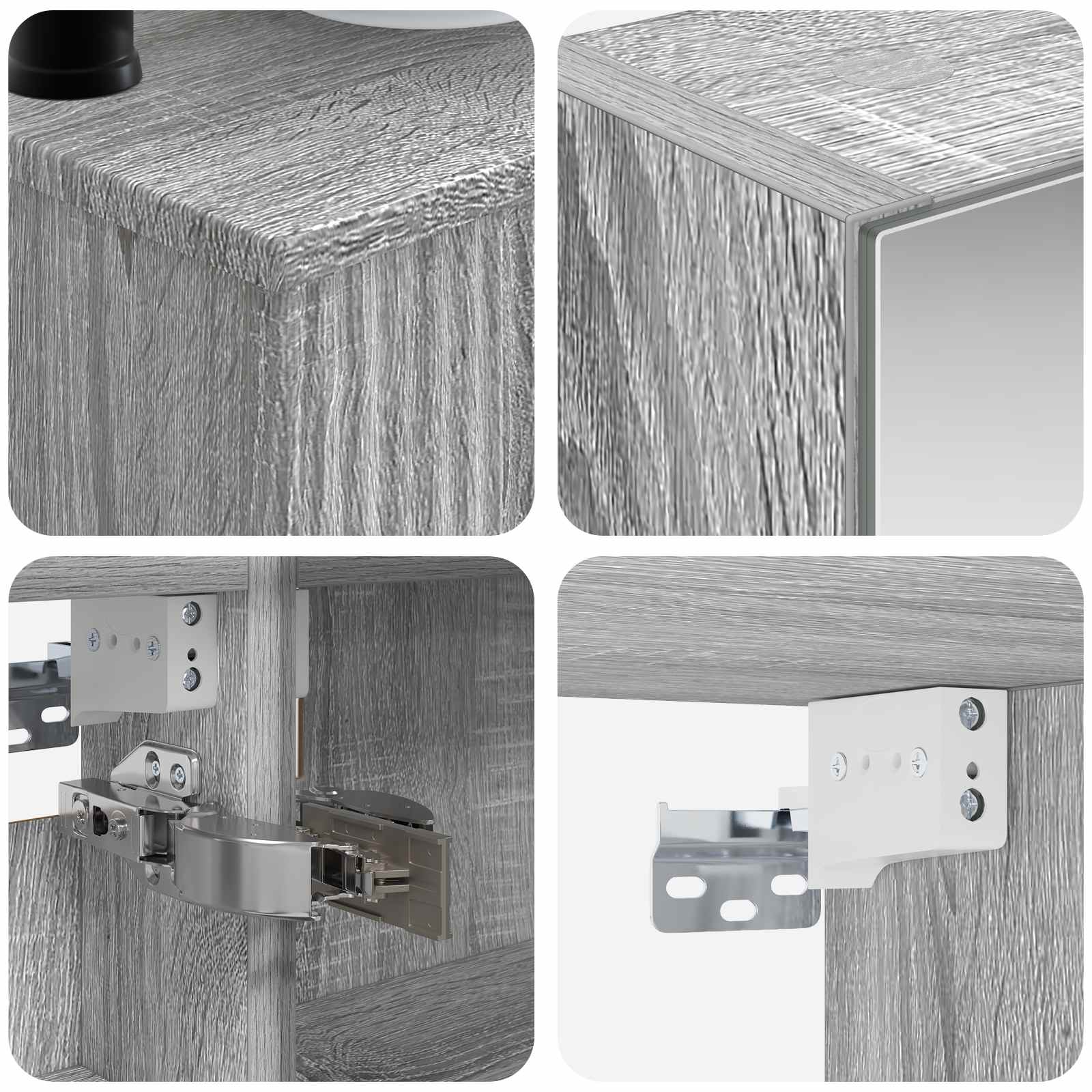 Badezimmermöbel-Set 6 pcs Grau Sonoma Ingenieurholz und Glas