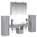 Badezimmermöbel-Set 6 pcs Grau Sonoma Ingenieurholz und Glas