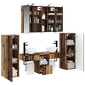Badezimmermöbel-Set 6 pcs Altholz Ingenieurholz und Glas