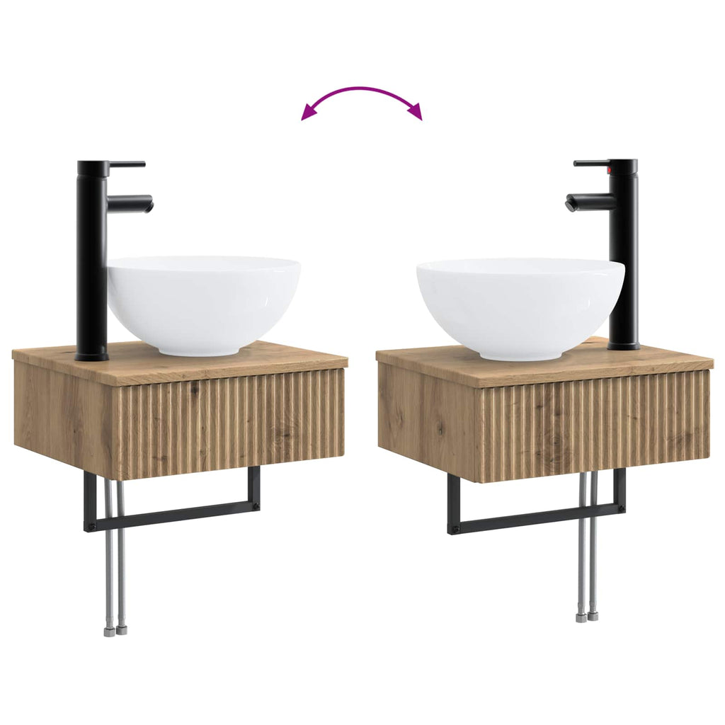 Badezimmermöbel-Set 6 pcs Artisan-Eiche Ingenieurholz und Glas